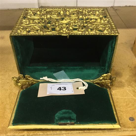 A French gilt brass and velvet box(-)